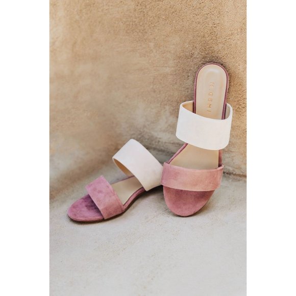 M. Gemi X Marianna Hewitt Shoes - M. Gemi X Marianna Hewitt Sz. 8.5 The Capri Suede Dual Strap Sandal Blush/Pink